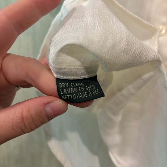 LAUREN Ralph Lauren Linen White Plaid Loose Oversized Fit Button Blouse Size S - Picture 5 of 10